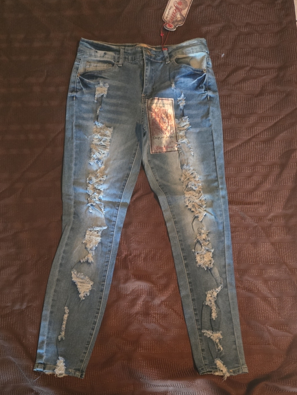 Distressed Light Blue Women's Skinny Jeans
